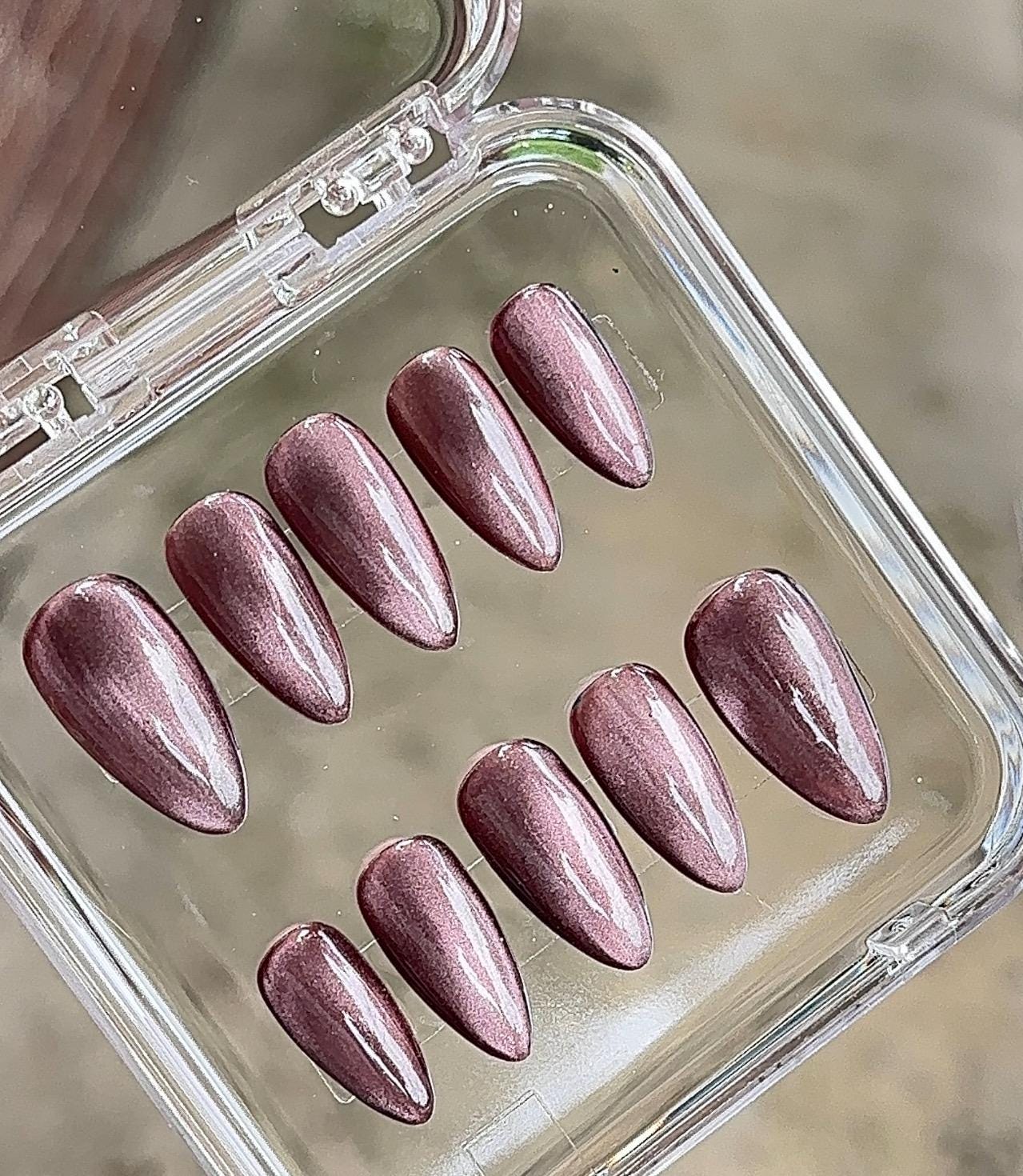 Velvet Cateye press ons | Fall press on nails | Handmade Press On Nails