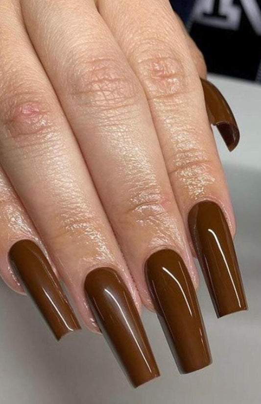 Spiced Brown Solid press ons | Fall press on nails | Handmade Press On Nails