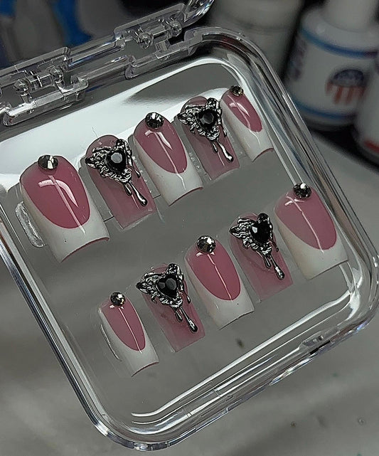Bleed Heart Halloween press ons | Goth press ons | Handmade Press On Nails
