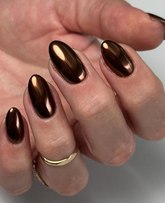 Chocolate Chrome press ons | Holiday press on nails | Winter Press On Nails | Handmade Press On Nails