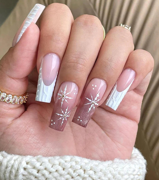 Mocha Cateye Ombre + Sweater French press ons | Holiday press on nails | Winter Press On Nails | Handmade Press On Nails