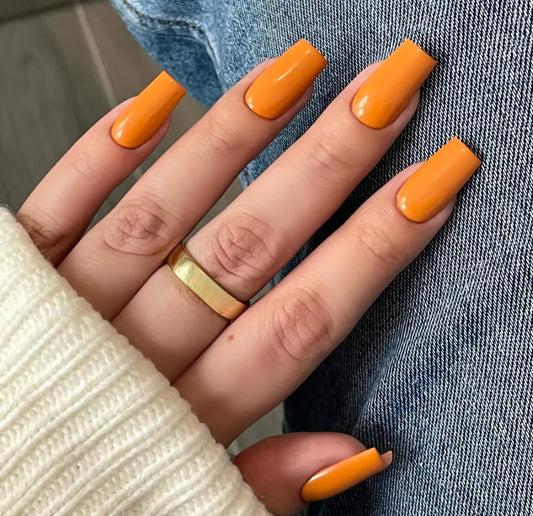 Tumeric Solid press ons | press on nails | Handmade Press On Nails
