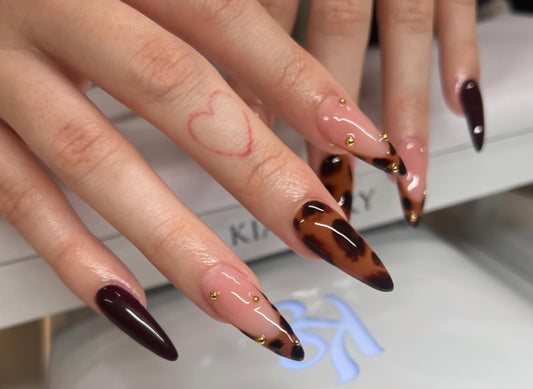 Spring Tortie French press ons | Spring press on nails | Handmade Press On Nails
