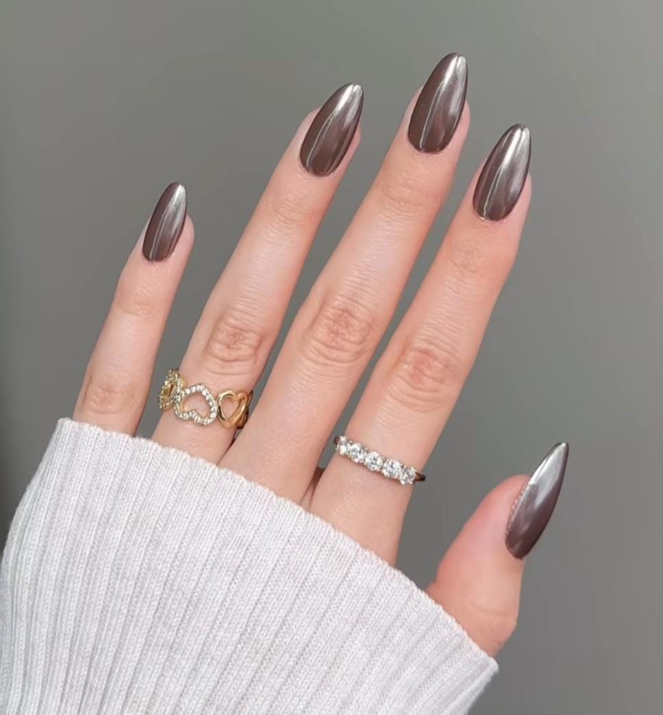 Chocolate Glazed Donut press ons | Winter press on nails | Handmade Press On Nails