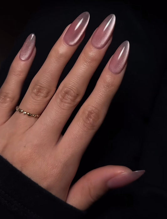 Pink Cateye Glass Nails press ons | Spring press on nails | Handmade Press On Nails | SpringPress on Nails