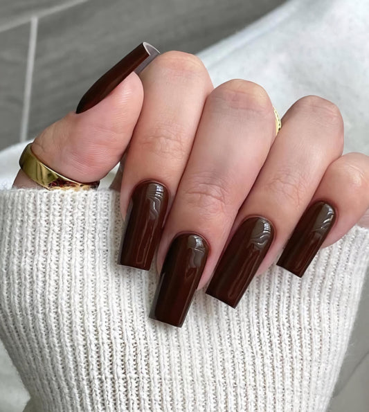 Espresso Brown Solid press ons | press on nails | Handmade Press On Nails