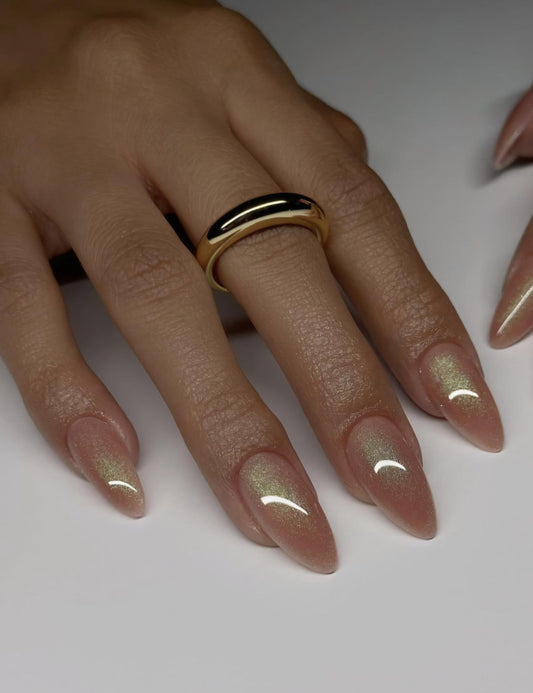 Iridescent Nude Press ons | Springpress on nails | Handmade Press On Nails