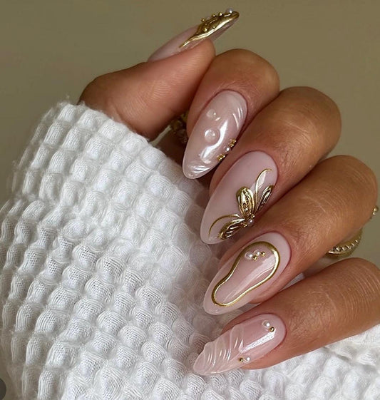 Gold Chrome + Mermaid Core press ons | Spring press on nails | Handmade Press On Nails