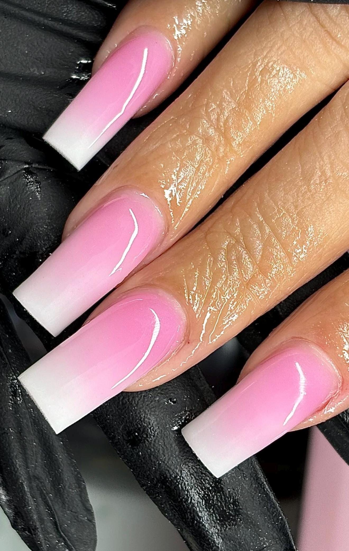 Pink & White Boomer Ombre press ons | press on nails | Handmade Press On Nails