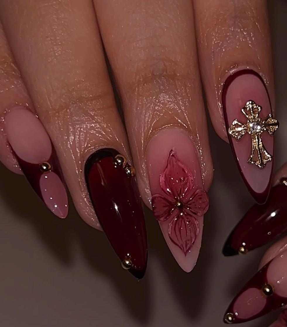 Sangria Mix & Match press ons | Spring press on nails | Handmade Press On Nails