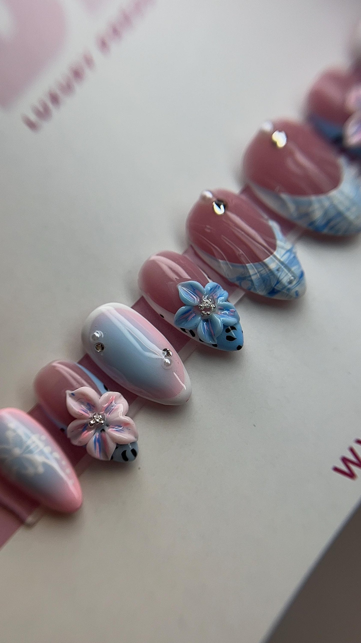 Cotton Candy Beach press ons | Summer press on nails | Handmade Press On Nails