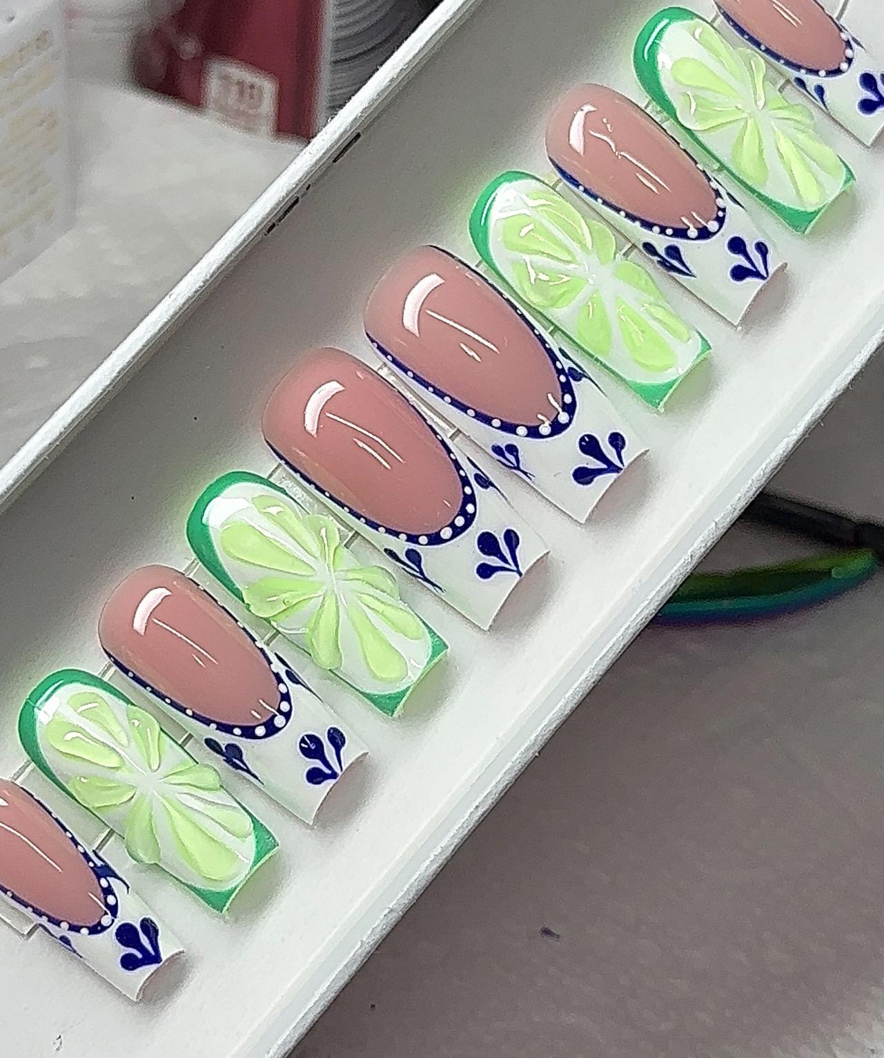 Azul x Limon press ons | Summer press on nails | Handmade Press On Nails