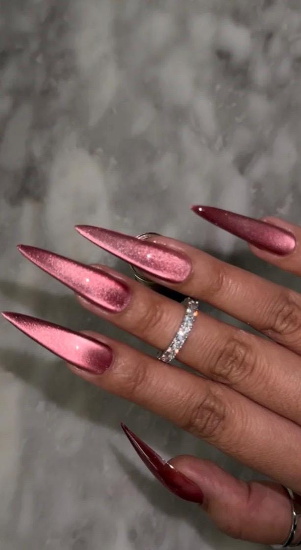 Toasty Mauve Glass Cateye press ons | Spring press on nails | SpringPress On Nails | Handmade Press On Nails