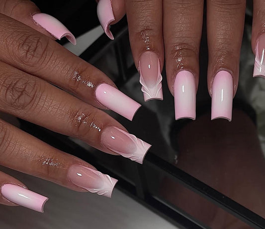 Powder Pink Aura + 3D press ons | Summer press on nails | Handmade Press On Nails