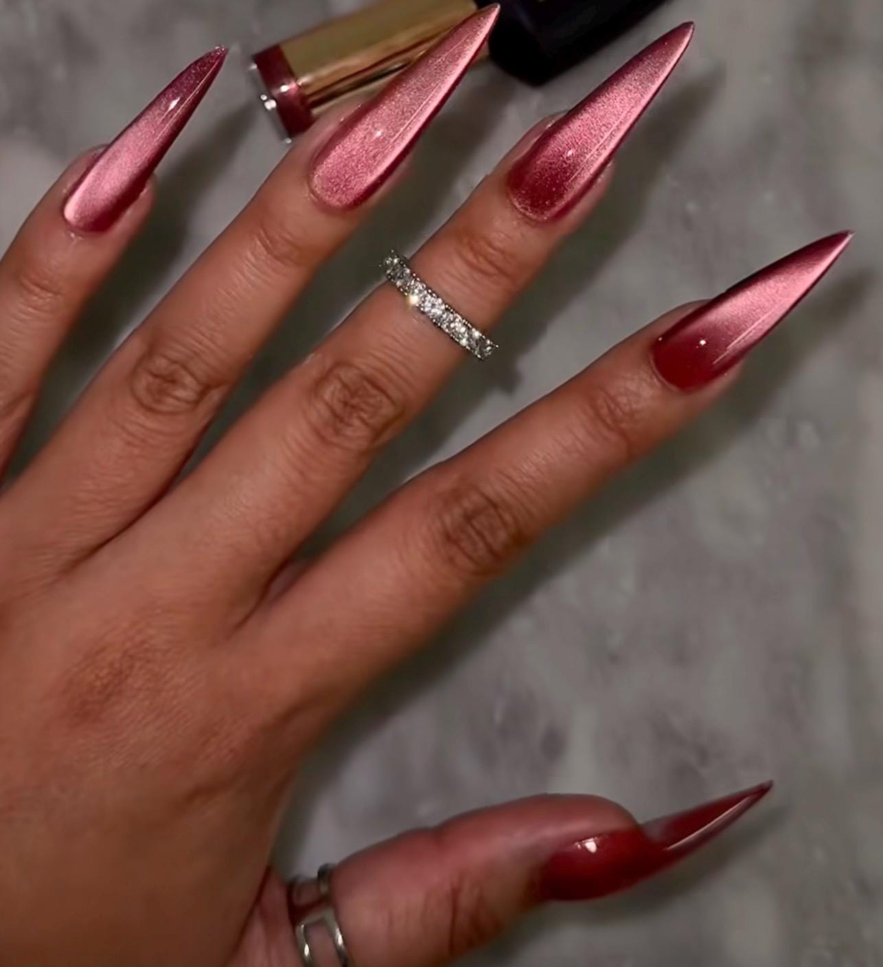 Toasty Mauve Glass Cateye press ons | Spring press on nails | SpringPress On Nails | Handmade Press On Nails