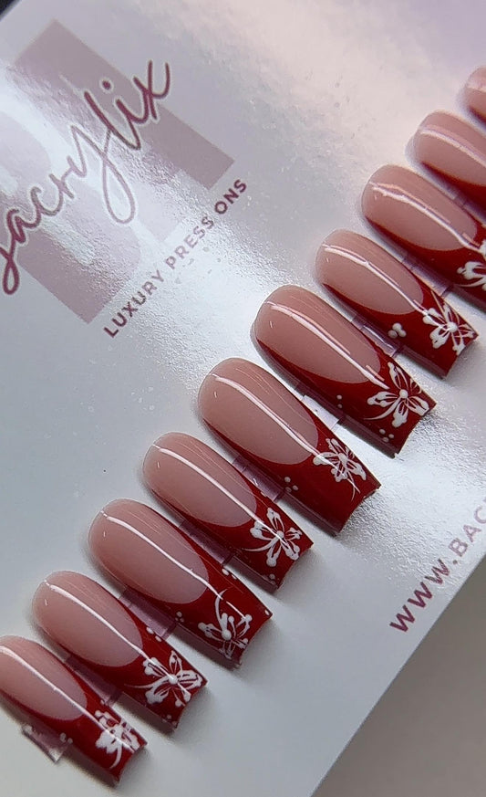 Hawaiian Punch press ons | Spring press on nails | Handmade Press On Nails