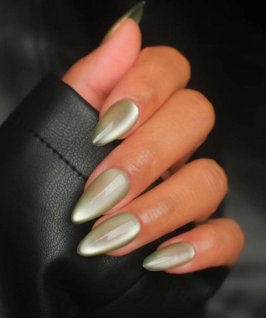 Morning Dew Velvet Glass Cateye press ons | Spring press on nails | SpringPress On Nails | Handmade Press On Nails
