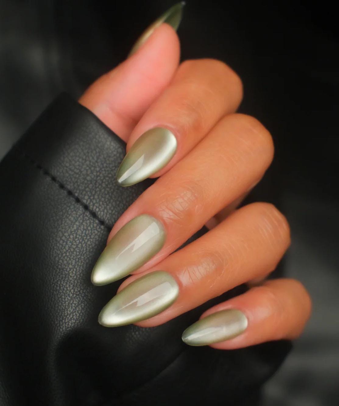 Morning Dew Velvet Glass Cateye press ons | Spring press on nails | SpringPress On Nails | Handmade Press On Nails