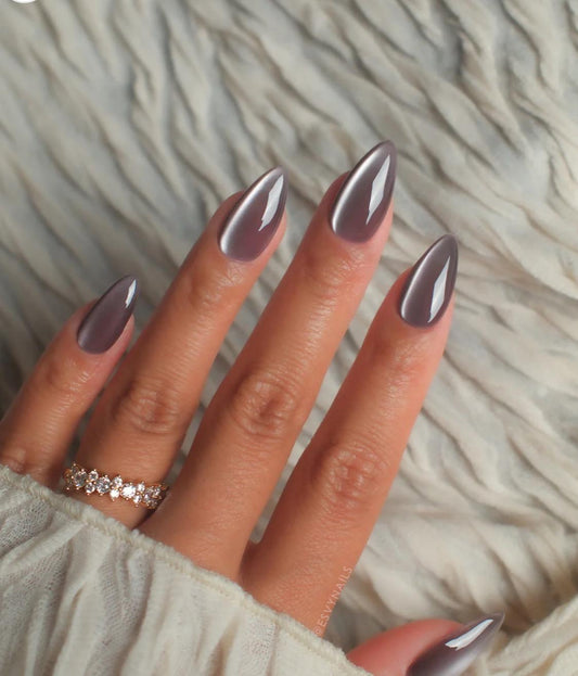 Storm clouds Velvet Glass Cateye press ons | Spring press on nails | SpringPress On Nails | Handmade Press On Nails