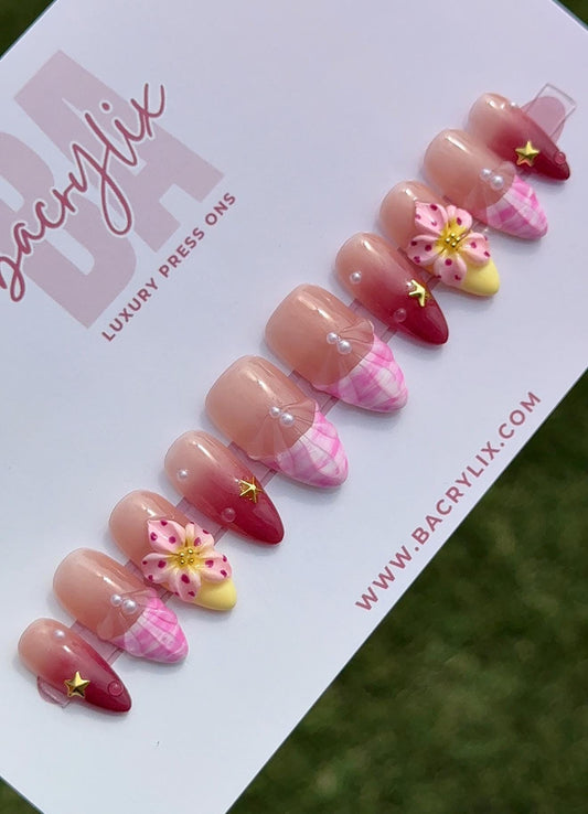 Glamberry Fields | Ready-to-Ship Press-On Nail Set | Sizes XS–L | Handmade Press on nails