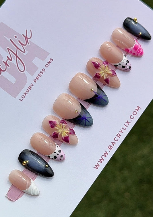 Urban Bloom | Ready-to-Ship Press-On Nail Set | Sizes XS–L | Handmade Press on nails