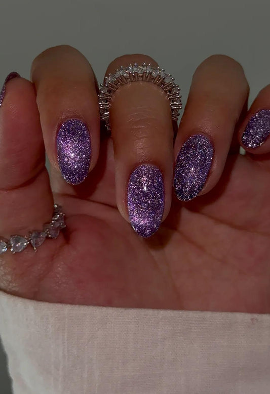 Purple Reflective Cateye press ons | Spring press on nails | SpringPress On Nails | Handmade Press On Nails