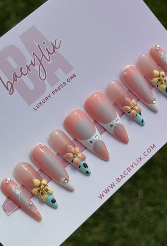 Pastel Paradise | Ready-to-Ship Press-On Nail Set | Sizes XS–L | Handmade Press on nails