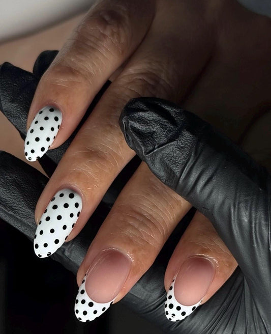 Black & White Polka Dot press ons | Fall press on nails | Handmade Press On Nails