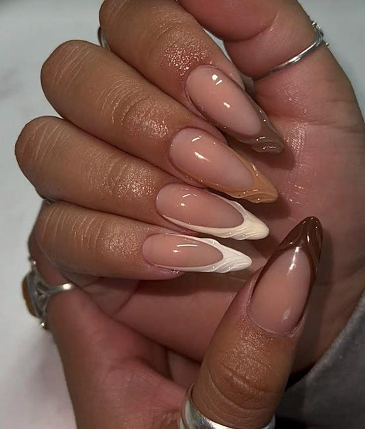 Brown Tones 3D French press ons | Fall press on nails | Handmade Press On Nails