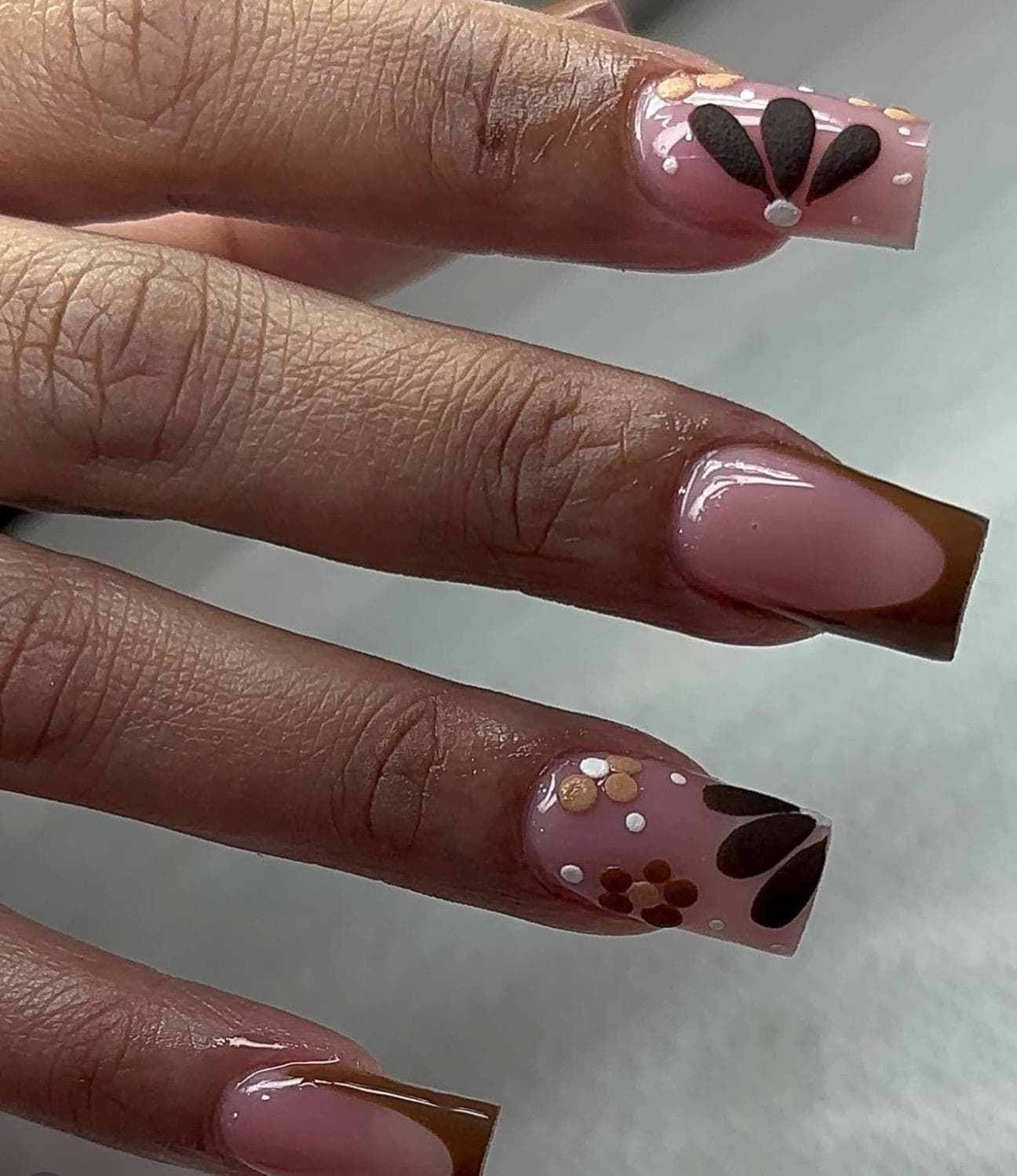 Mocha Blossom press ons | Fall press on nails | Handmade Press On Nails
