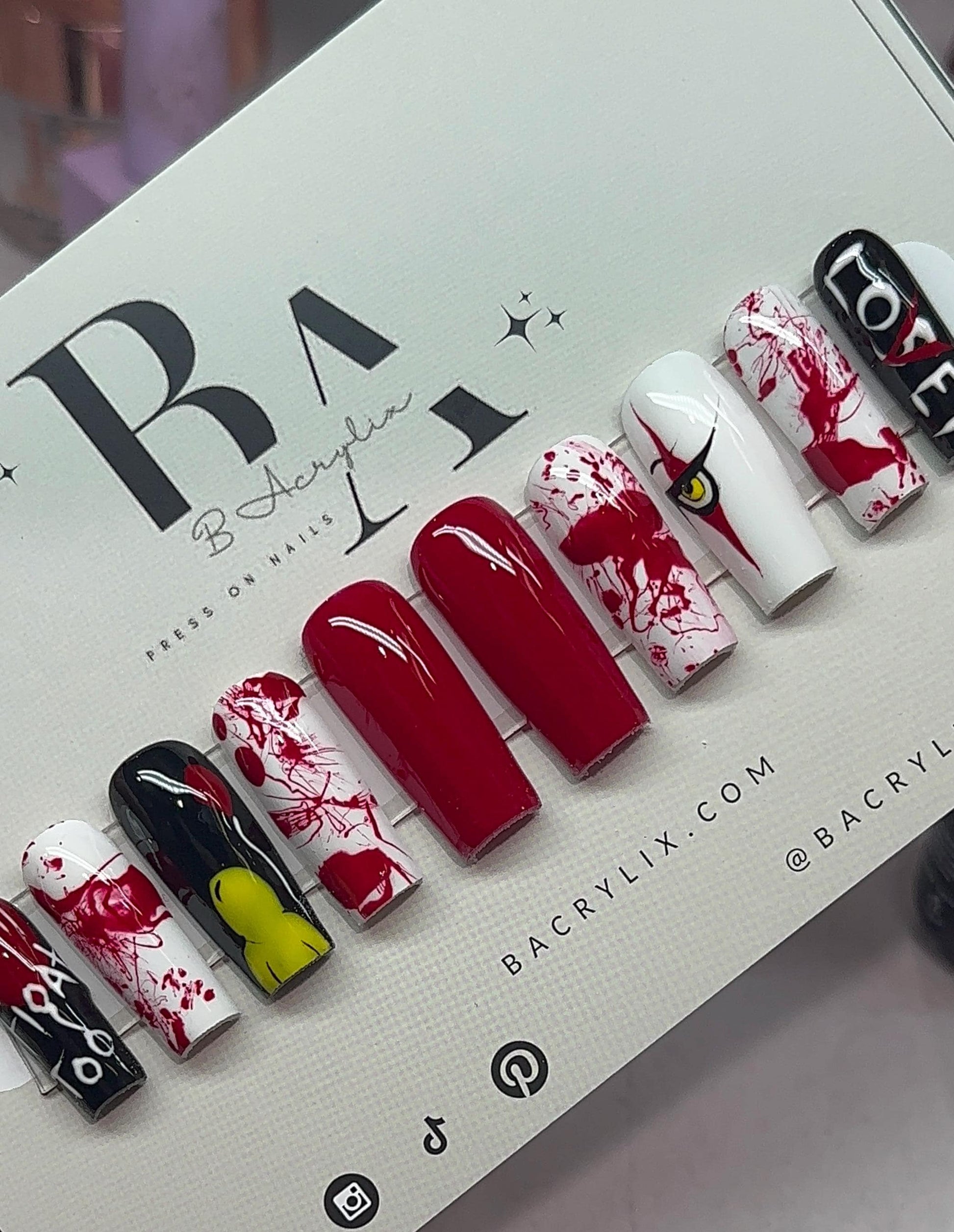 Spooky IT Mix & Match Halloween press ons | Goth press ons | Handmade Press On Nails