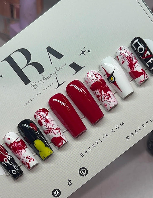 Spooky IT Mix & Match Halloween press ons | Goth press ons | Handmade Press On Nails