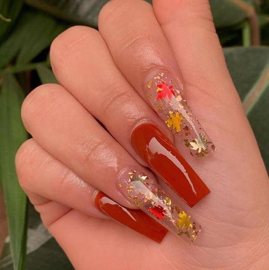 Autumn Glow press ons | Fall press on nails | Handmade Press On Nails