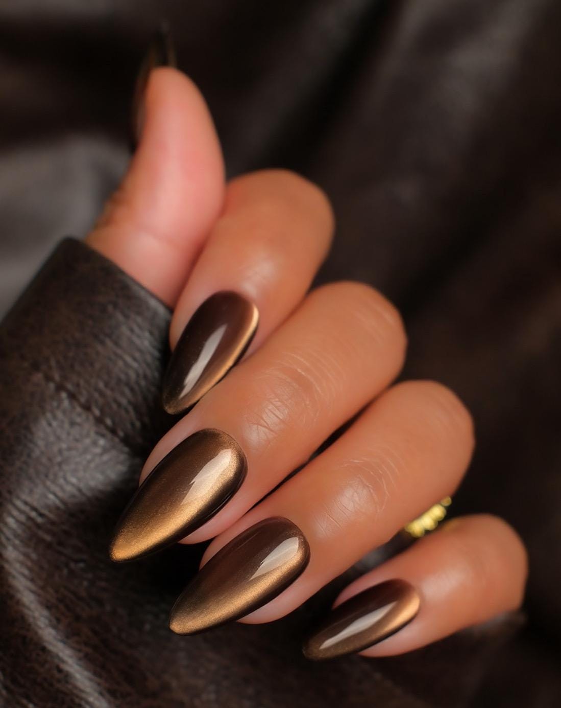 Olive Branch solid Velvet Glass Cateye press ons | press on nails | Handmade Press On Nails