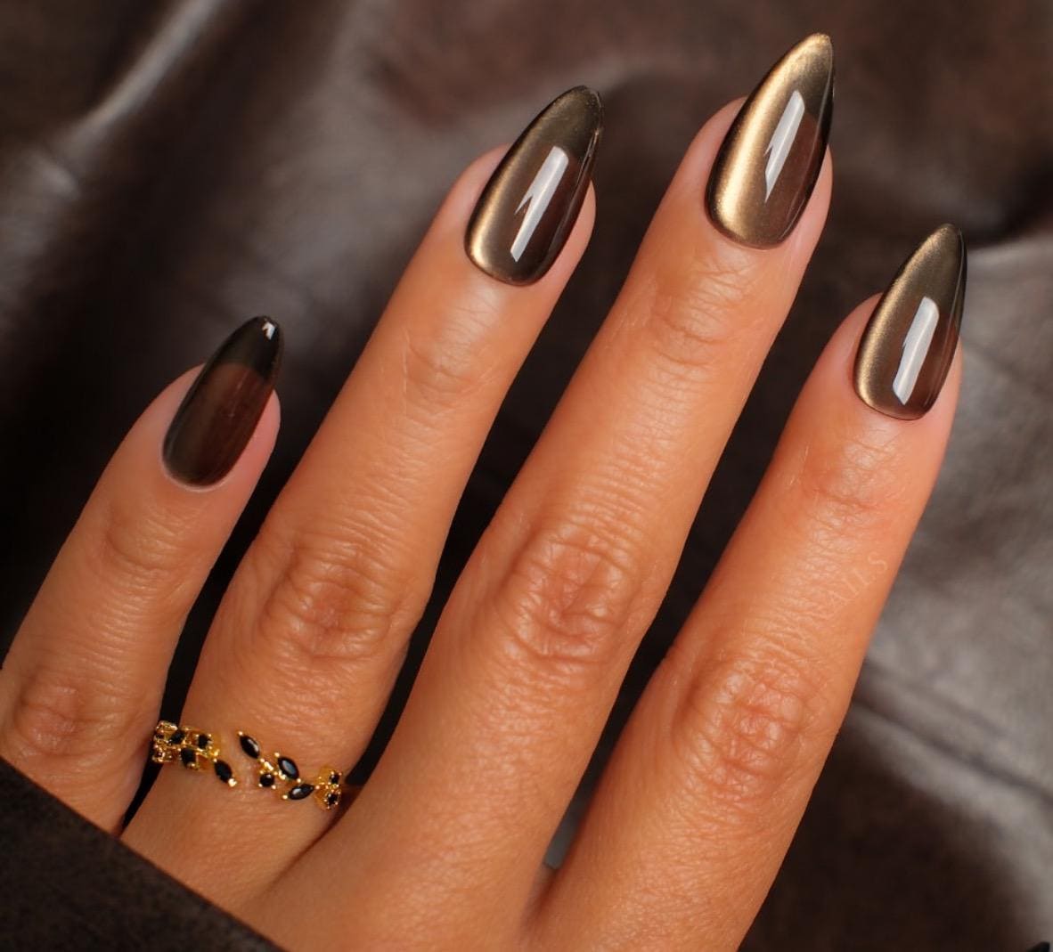 Scenic Drive solid Velvet Glass Cateye press ons | press on nails | Handmade Press On Nails