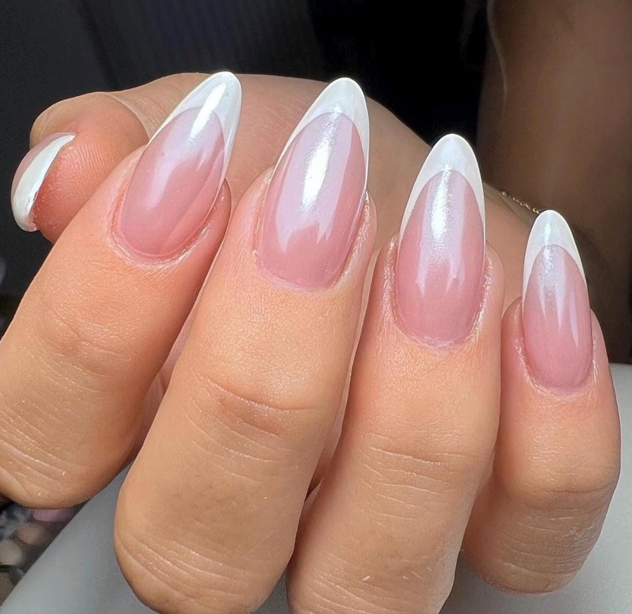 Glazed Classic French Tip press ons | Holiday press on nails | Handmade Press On Nails