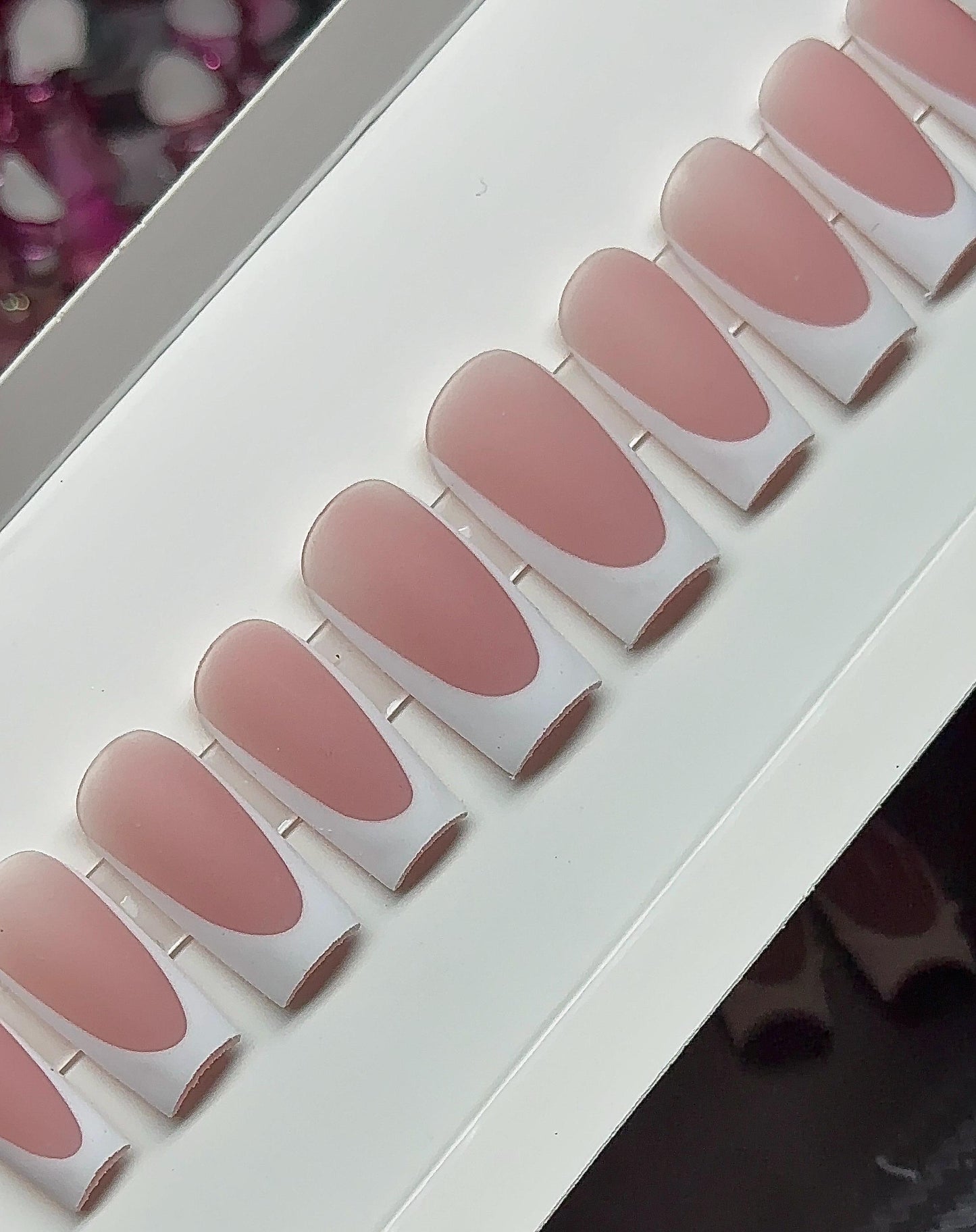 Velvet Matte Classic French Tip press ons | Holiday press on nails | Handmade Press On Nails