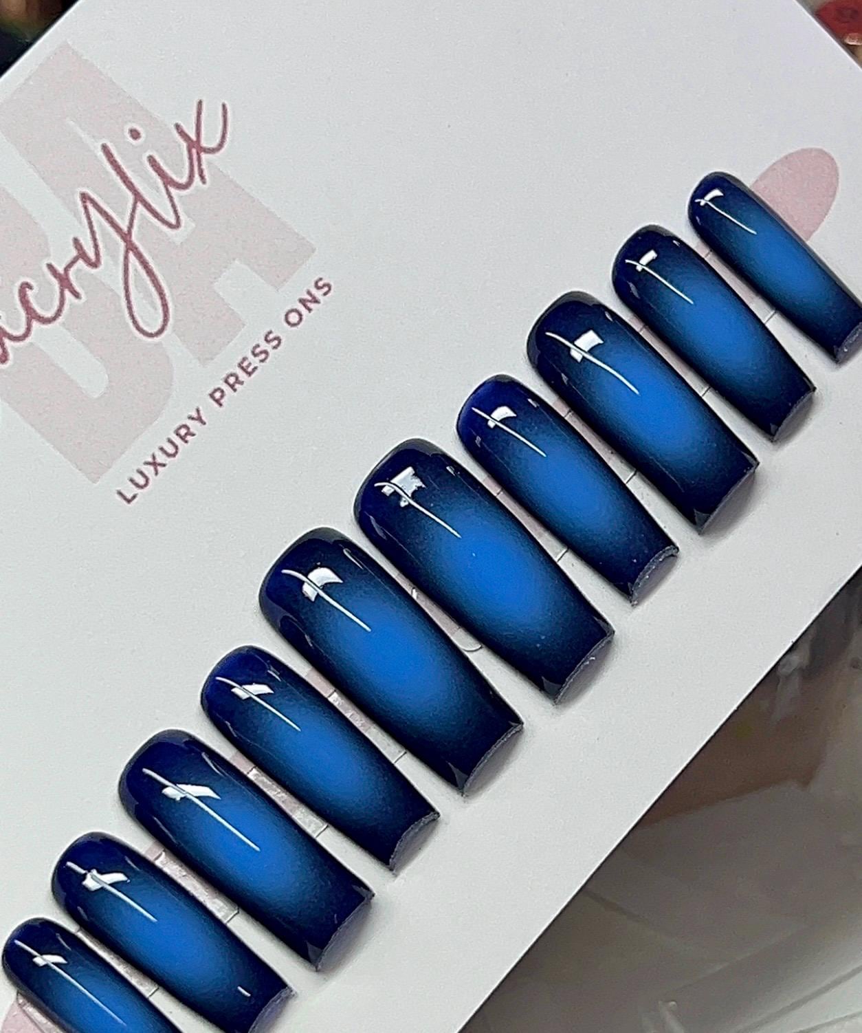 Blue x Blue Aura press ons | Holiday press on nails | Handmade Press On Nails