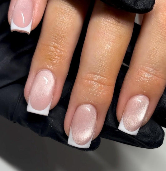 Cateye French Tips press ons | Holiday press on nails | Handmade Press On Nails