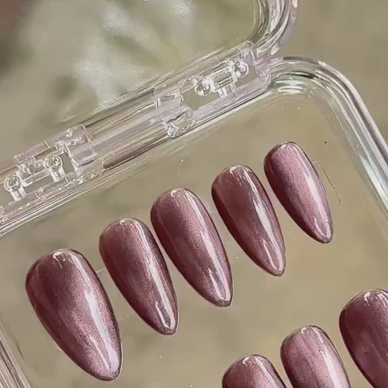 Velvet Cateye press ons | Fall press on nails | Handmade Press On Nails
